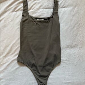 Aritzia Babaton Square Neck Khaki Bodysuit